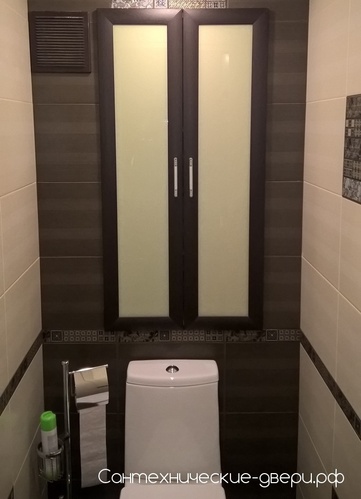 Фотография № 15 Двери для сантехнического шкафа в туалете со стеклом в МДФ рамке