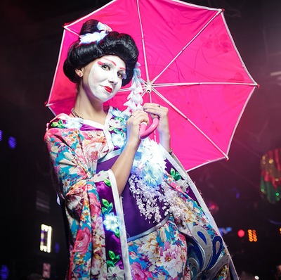Светодиодный костюм Гейши с зонтиком