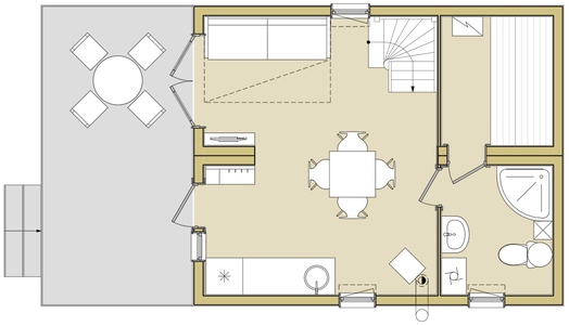 схема 1 этажа норвежского дома 60