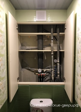 Фотография №2 Ламинированные дверцы для туалета из ЛДСП EGGER крем бежевый с полками