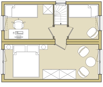 схема 2 этажа норвежского дома 60