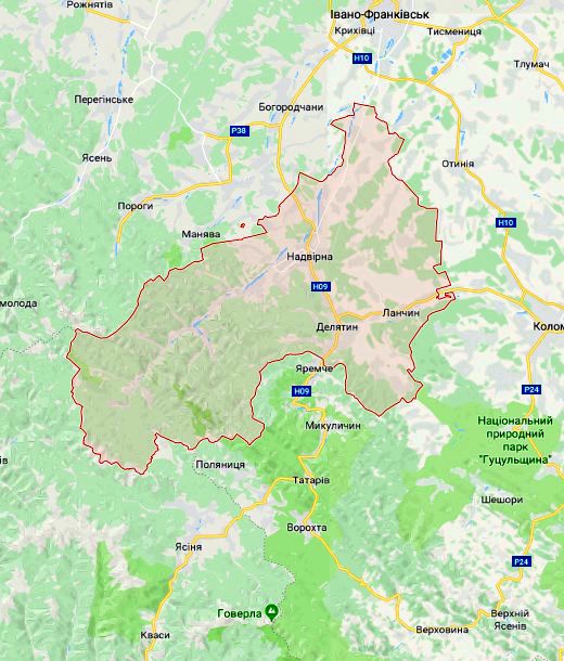 Карта Надворнянского района Надворнянский район Проверка на полиграфе детекторе лжи в городе Надворная