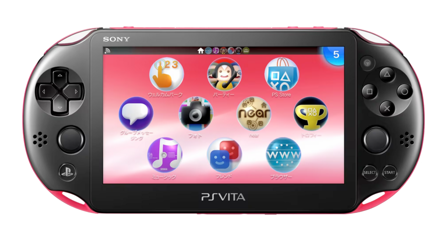 Pink and Black PlayStation Vita PCH-2000 series, Front 