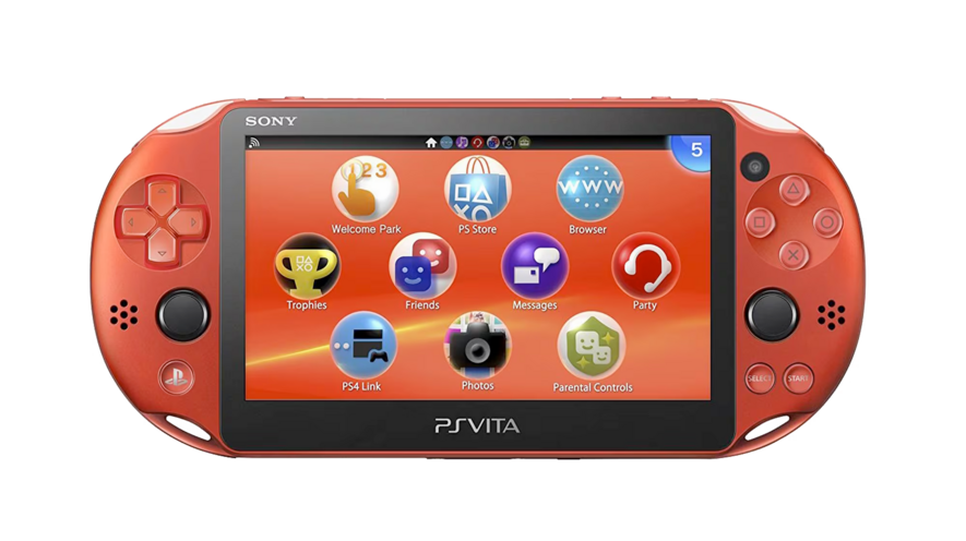 Metallic Red PlayStation Vita PCH-2000 series, Front Side