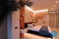 Ремонт квартиры в Перми ЖК Виктория на Революции 21в дизайн-проект спальня карта мира