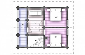 Проект Дома первого этажа в разрезе из бревна под ключ 20,25х12,6 метра 