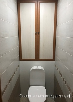 Фотография №9 Ламинированные двери в туалет МДФ рамка орех светлый/ вставка клен