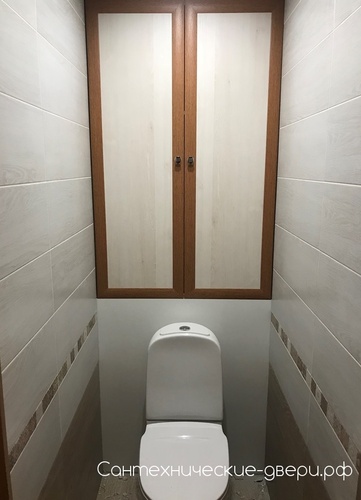 Фотография №9 Ламинированные двери в туалет МДФ рамка орех светлый, вставка клен
