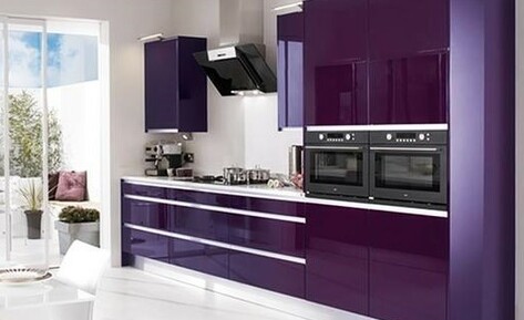 Кухни с Акриловыми фасадами, кухни проша, кухня, фиолетовая кухня, прямая кухня, недорогая кухня, купить кухню в спб