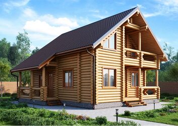 Дома из бревна с террасой - Строительство домов из бревна с террасой под ключ недорого цены