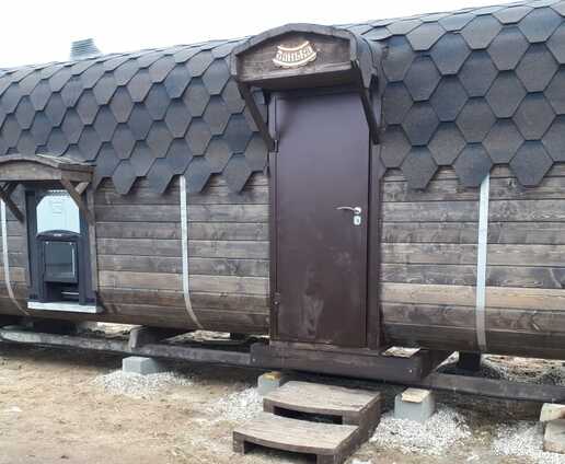 Квадро-бочка 6 метров под ключ с доставкой по Москве области вход сбоку с железной дверью