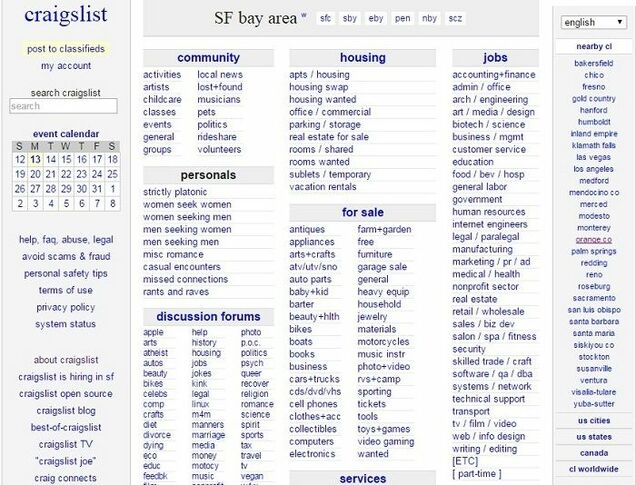 сайт Craigslist, один самых посещаемых в мире