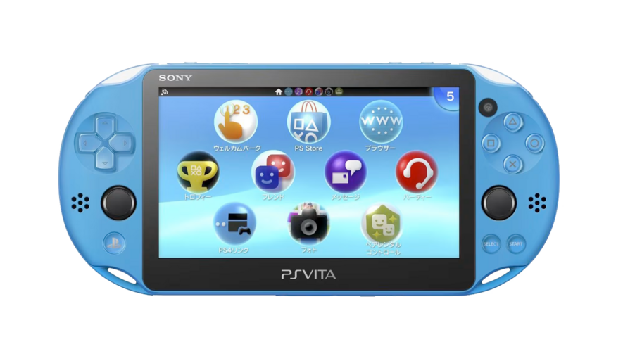 Aqua Blue PlayStation Vita PCH-2000 series, Front Side