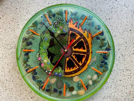 Настенные часы Иван Купала, эпоксидная смола, сухоцветы