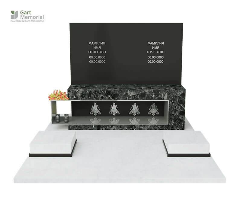 мемориальный комплекс комбинированный из мрамора, черного и зеленого гранита