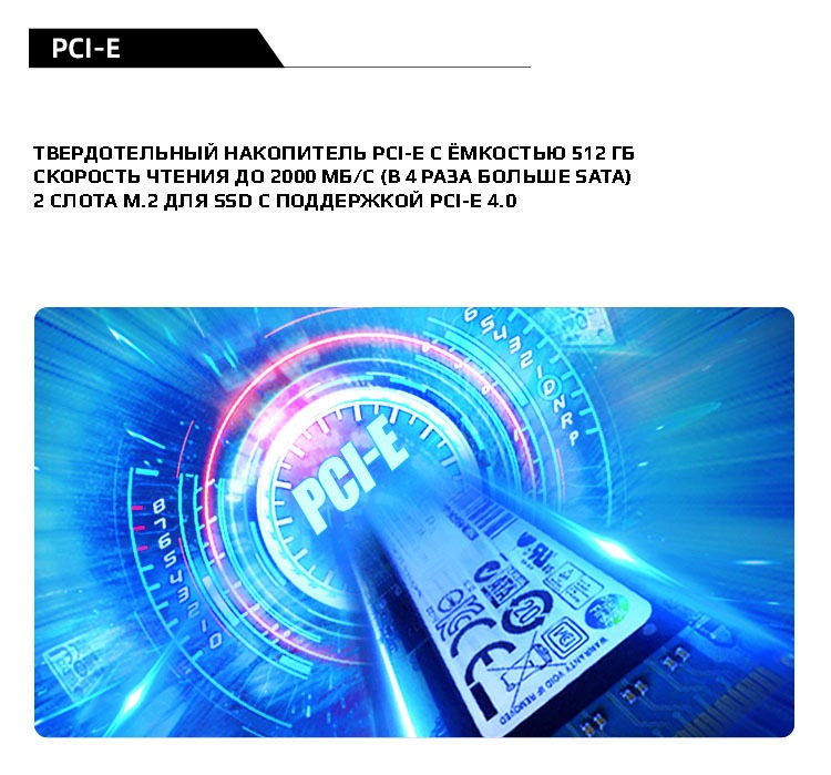 Твердотельный накопитель SSD M.2 PCI-E 3.0 со скоростью передачи данных 2000 Мб/с