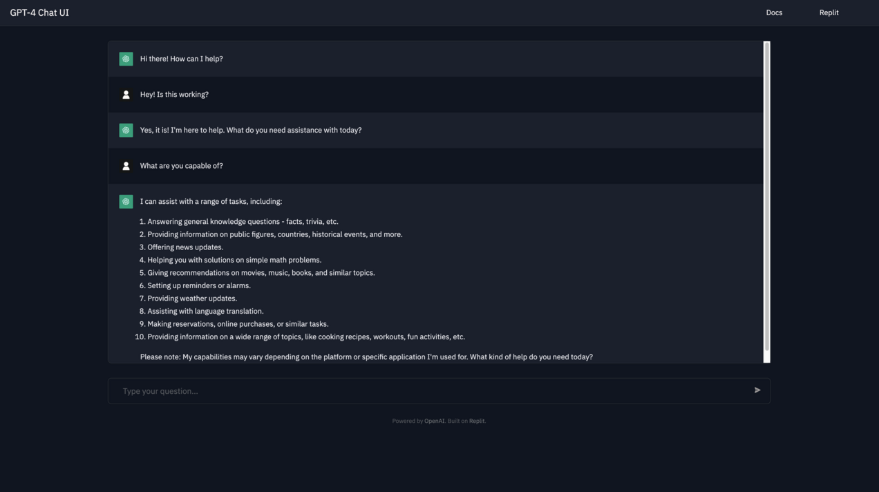 Интерфейс Chat-GPT 4