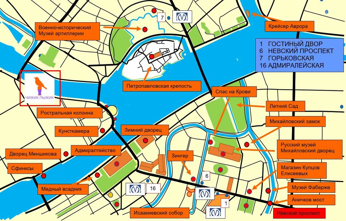 Схема центра Санкт-Петербург