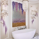 Интерьерная сверкающая картина для гостиной с хрустальными стразами и золотой поталью