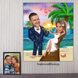 Подарок на свадьбу коллегам по работе, подарок подруге на свадьбу, шарж, заказать