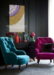 Картина с золотой поталью и жемчугом