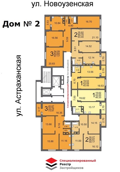 План этажа дома № 2 в жк Перекресток от Лесстр
