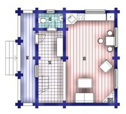 Проект Дома мансардного этажа из бревна под ключ 7,4х7,7 метра в Москве