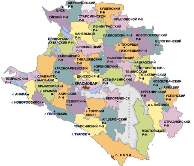 Карта краснодар края