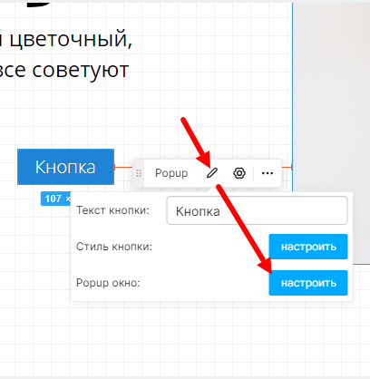 Меню всплывающего окна в кнопке