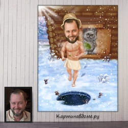 Шарж подарок мужчине на день рождения, юбилей, шаржи на заказ в москве, картина, подарок