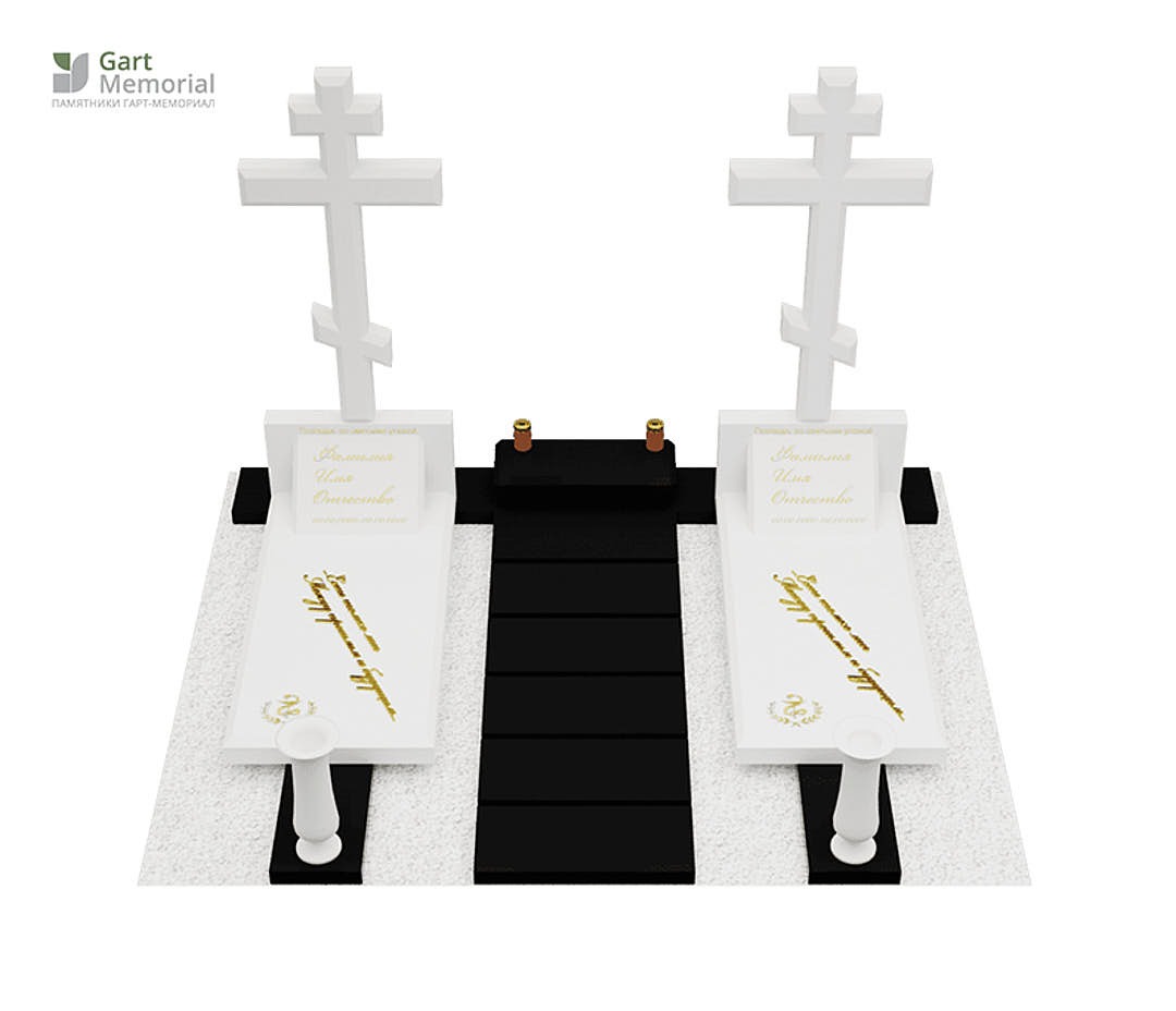 мраморный комплекс к крестами в сочетании с гранитом