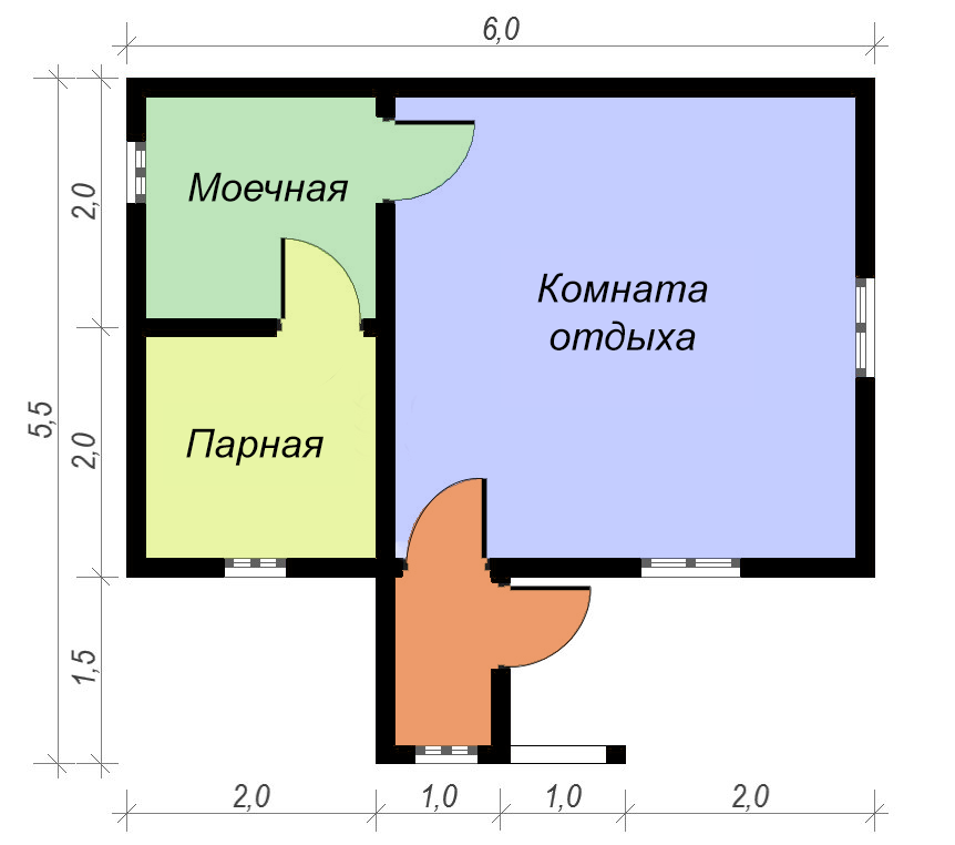 Проекты модульных бань с комнатой отдыха