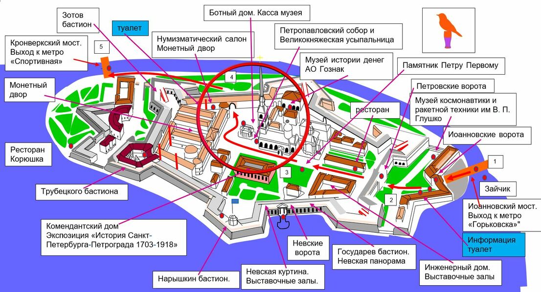Схема Петропавловской крепости Иоанновские ворота