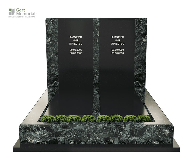 классический памятник в сочетании черного и зеленого гранита