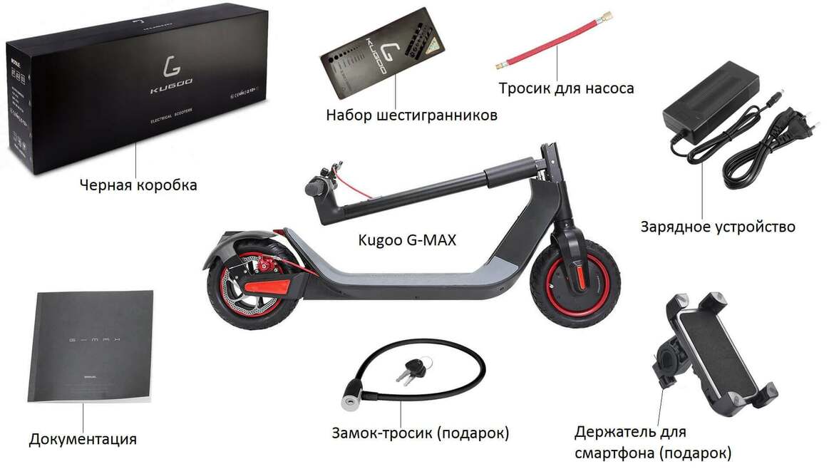 Комплект поставки Kugoo G-MAX c подарками