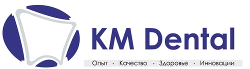 Логотип стоматологии KM DENTAL - клиники между проспектом Вернадского и Мичуринским проспектом 