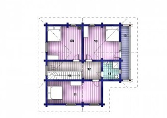 Проект Дома мансардного этажа из бревна под ключ 11,1х13,5 метра в Москве
