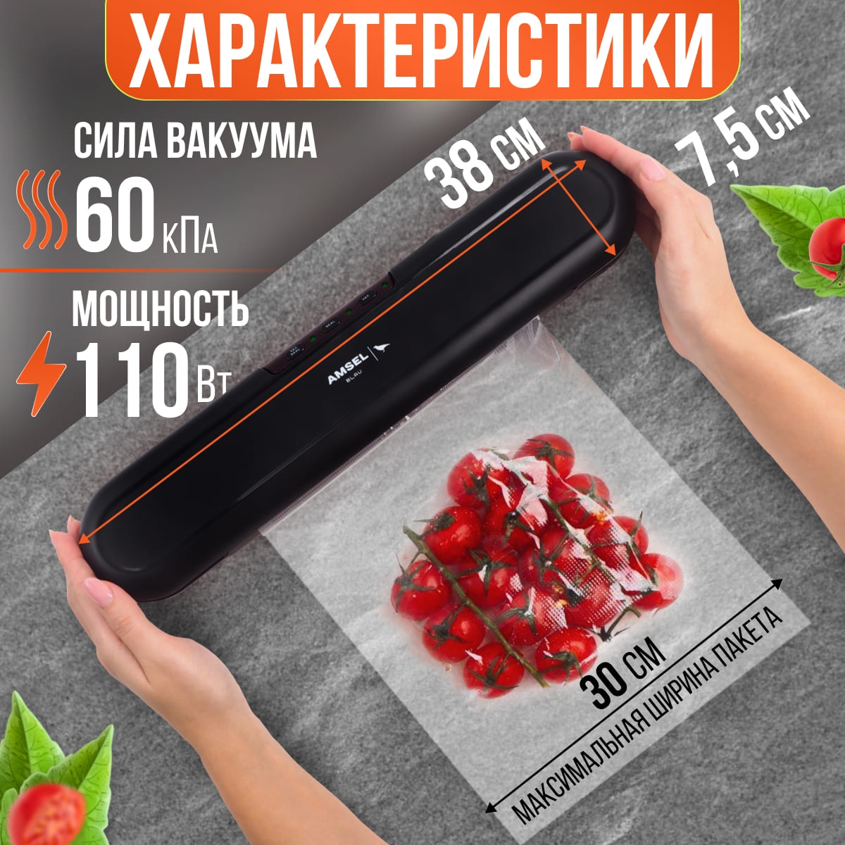 Вакуумный_упаковщик_Amsel_Blau_BP-200_чёрный