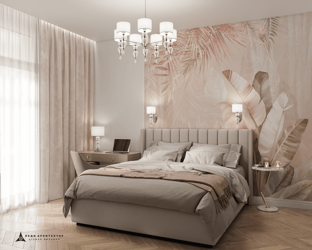 Красивая спальня в современной стиле в ЖК Столичный