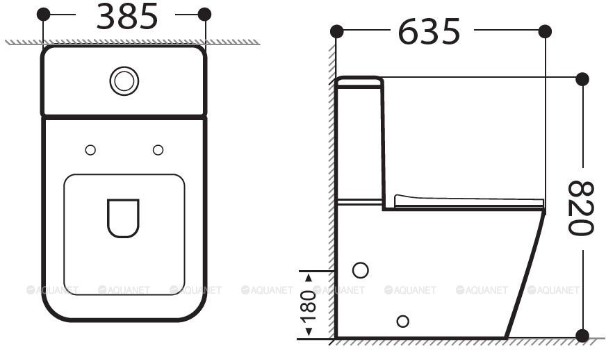 Унитаз-компакт Aquanet Rimless Cube-C CL-12248B