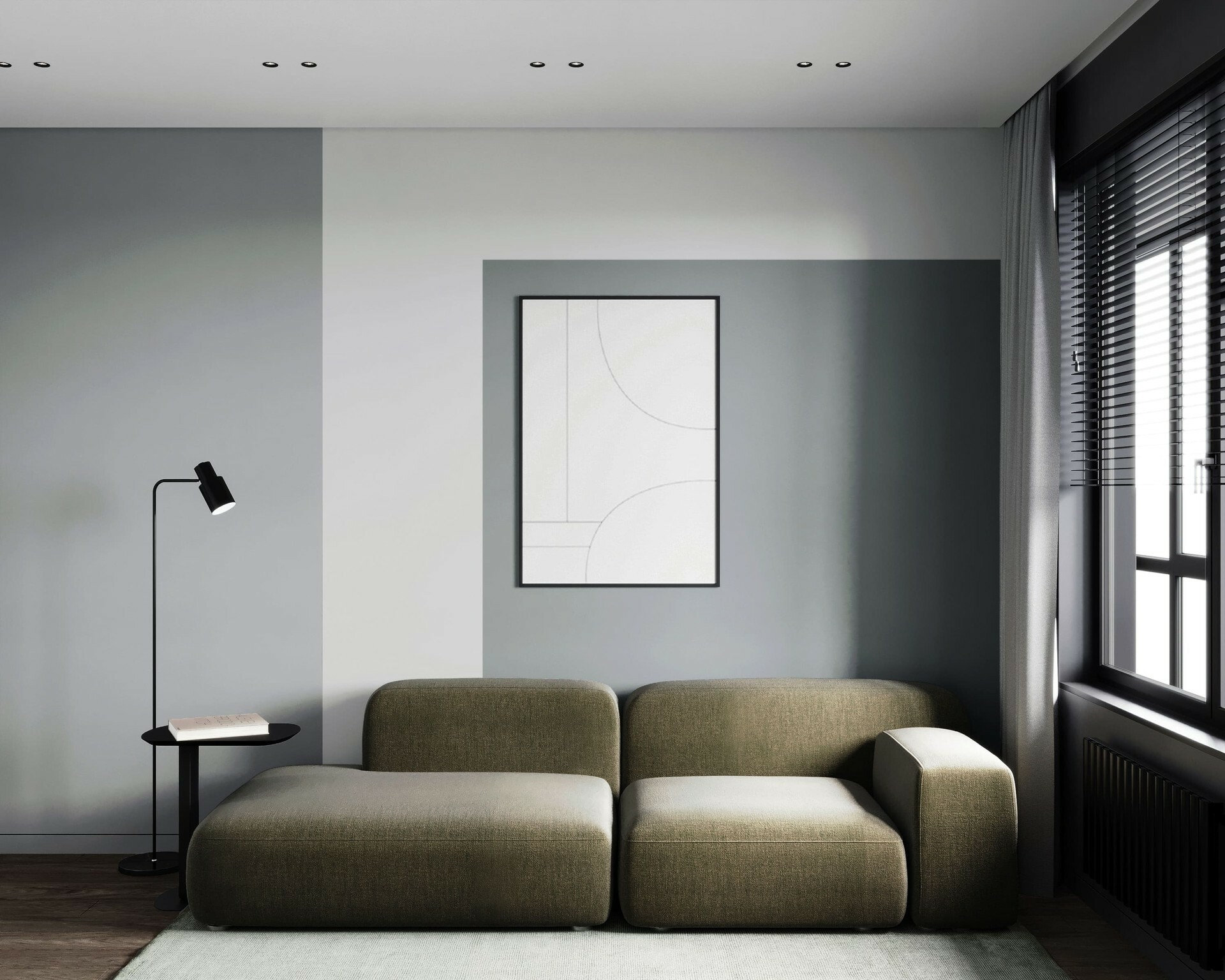 На фото диван в интерьере гостиной в современном стиле