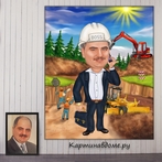 Подарок руководителю, начальнику, коллеге по работе, шаржи на заказ в москве, подарок, картина