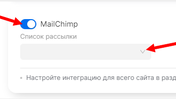 Настройка списка рассылки сервиса Mailchimp