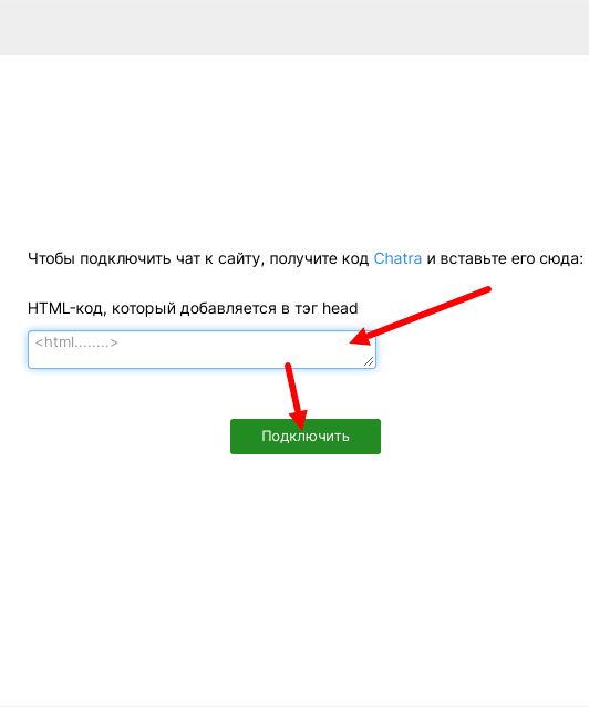 Установка кода интеграции с Chatra в настройках сайта