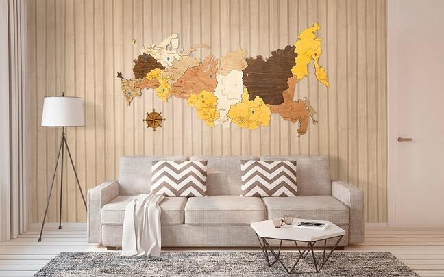 Купить деревянную карту Мира от Производителя! Доставка по России.