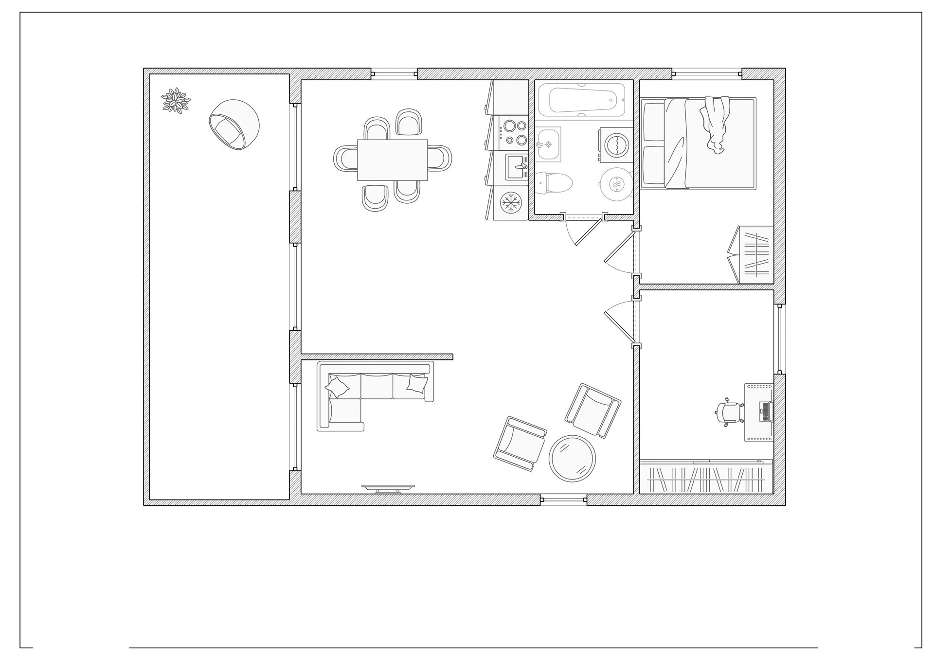 Планировка 4-комнатного дома