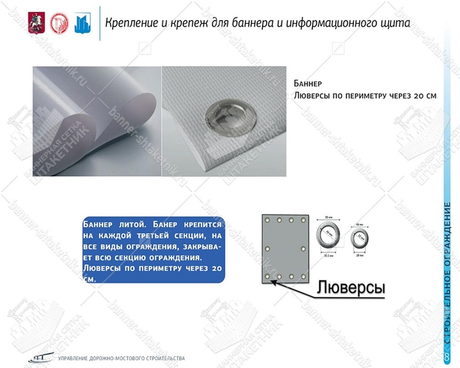Крепление и крепеж для баннера и и информационного щита
