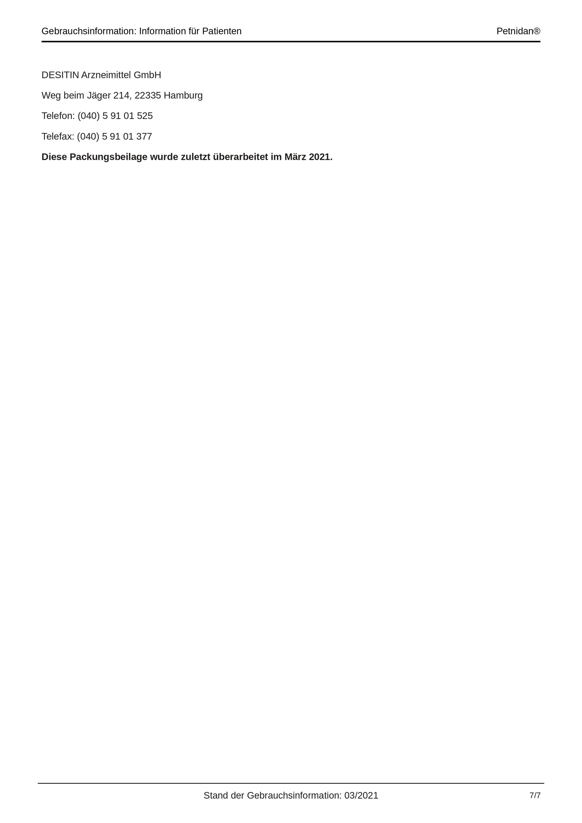 оригинальная инструкция по применению Петнидан