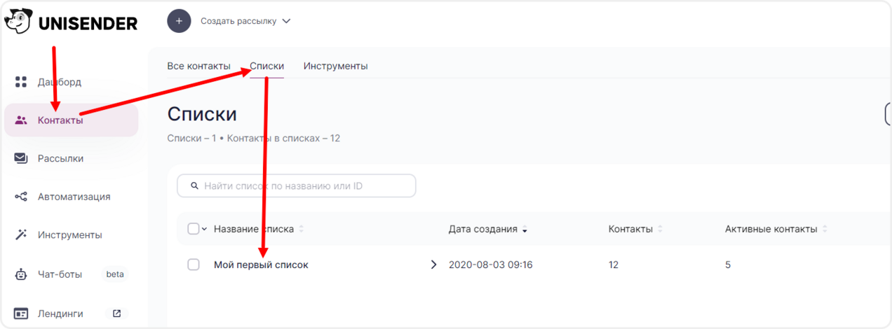 Настройка письма для подтверждения подписки