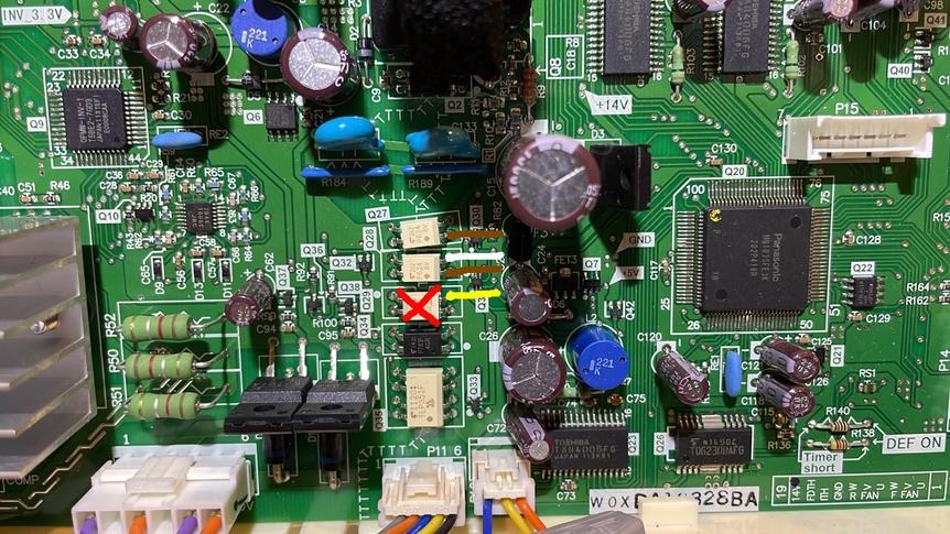 Точки подключения обманки Toshiba GR-X56FR
